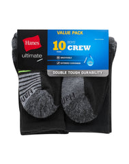 Hanes Ultimate Double Tough Boys' Crew Socks, 10-Pairs