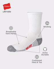 Hanes Ultimate Double Tough Boys' Crew Socks, 10-Pairs