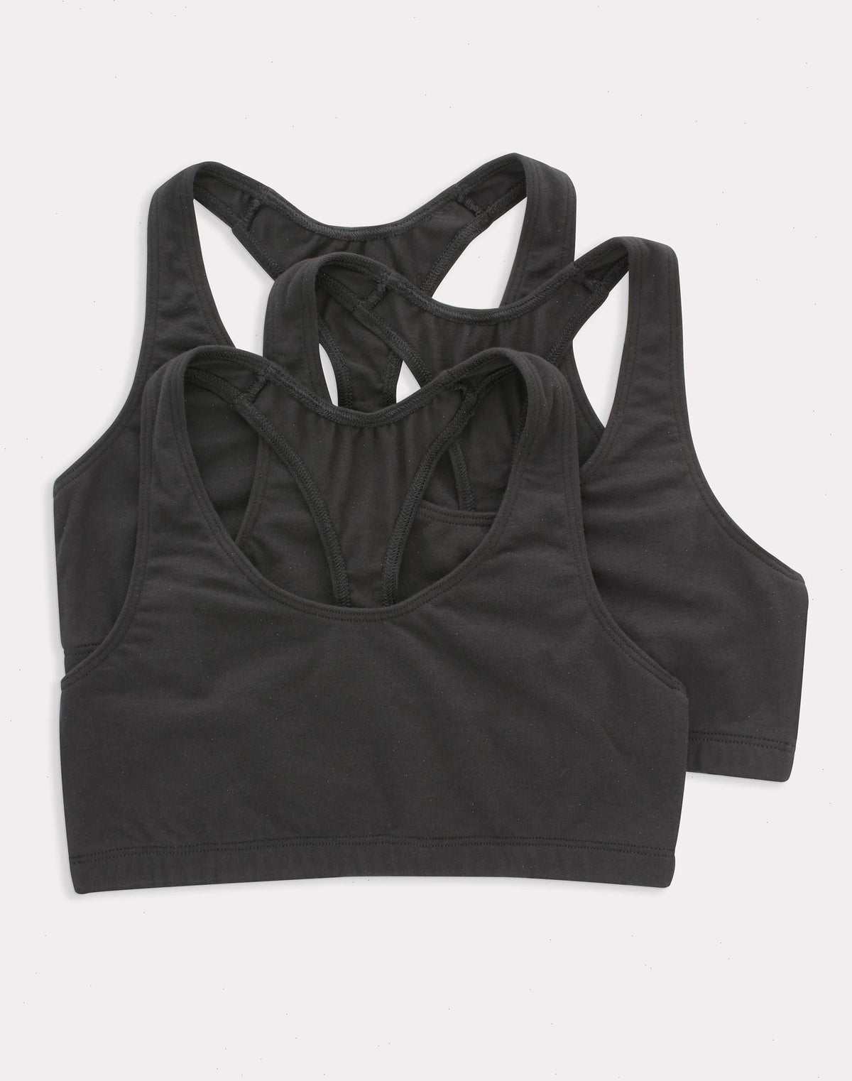 Hanes Women's Cotton Racerback Sports Bralette, Low Impact, 3-Pack