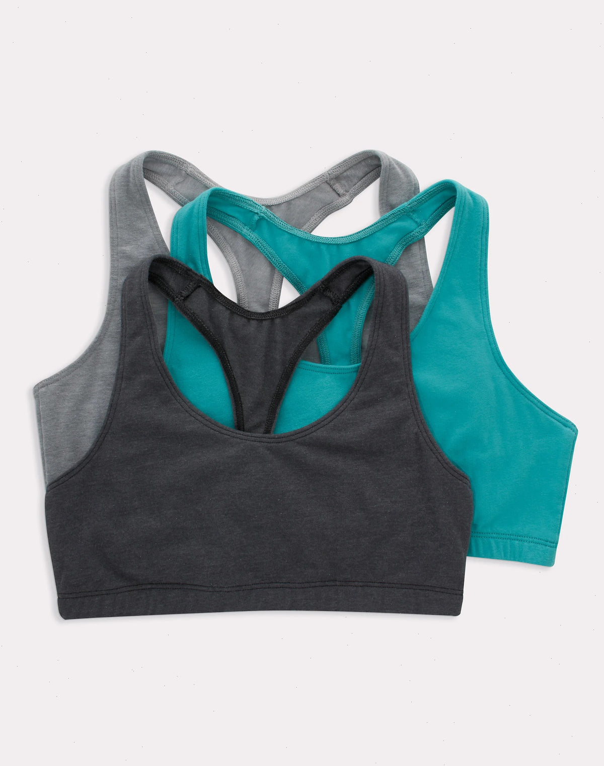 Hanes Women's Cotton Racerback Sports Bralette, Low Impact, 3-Pack