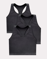 Hanes Originals Women's Racerback Crop Tank Top with Built-In Bra, 3-Pack