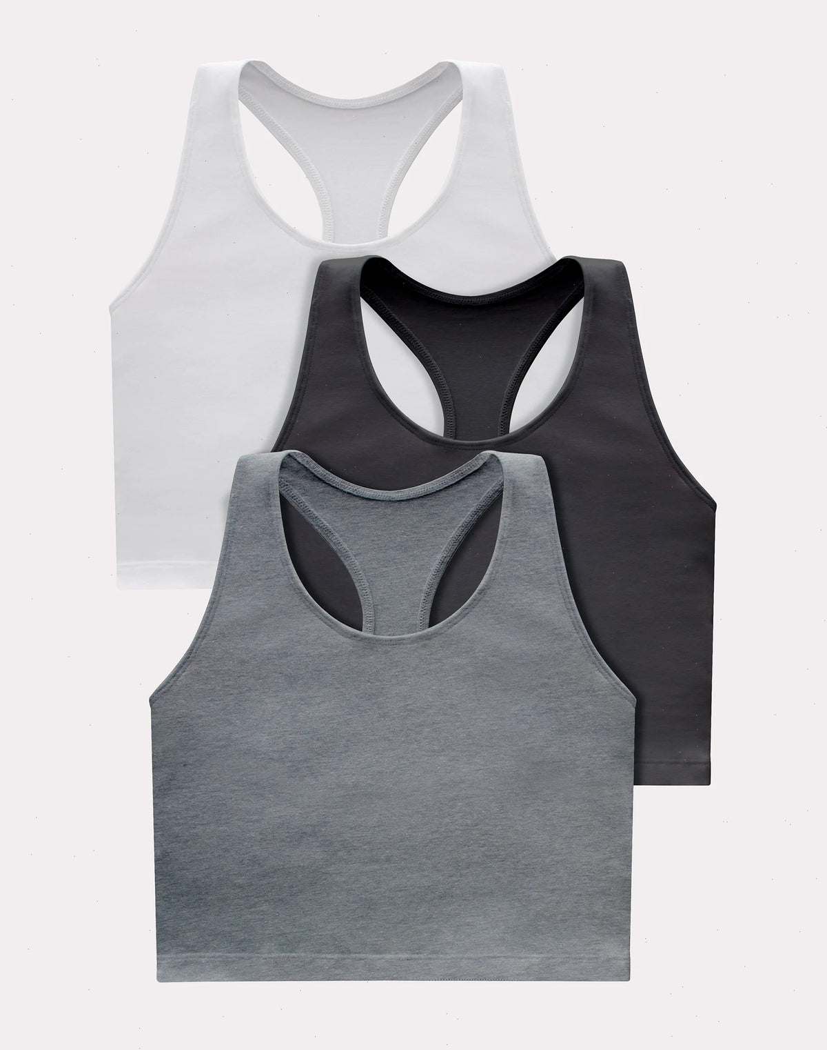 Hanes Originals Women's Racerback Crop Tank Top with Built-In Bra, 3-Pack