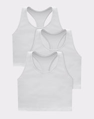 Hanes Originals Women's Racerback Crop Tank Top with Built-In Bra, 3-Pack
