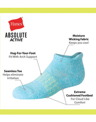 Hanes Absolute Active Girls' Heel Shield Socks Pack, 4-Pack, Moisture Wicking