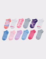 Hanes Girls' No Show Socks, Fashion Pack, 12-Pairs