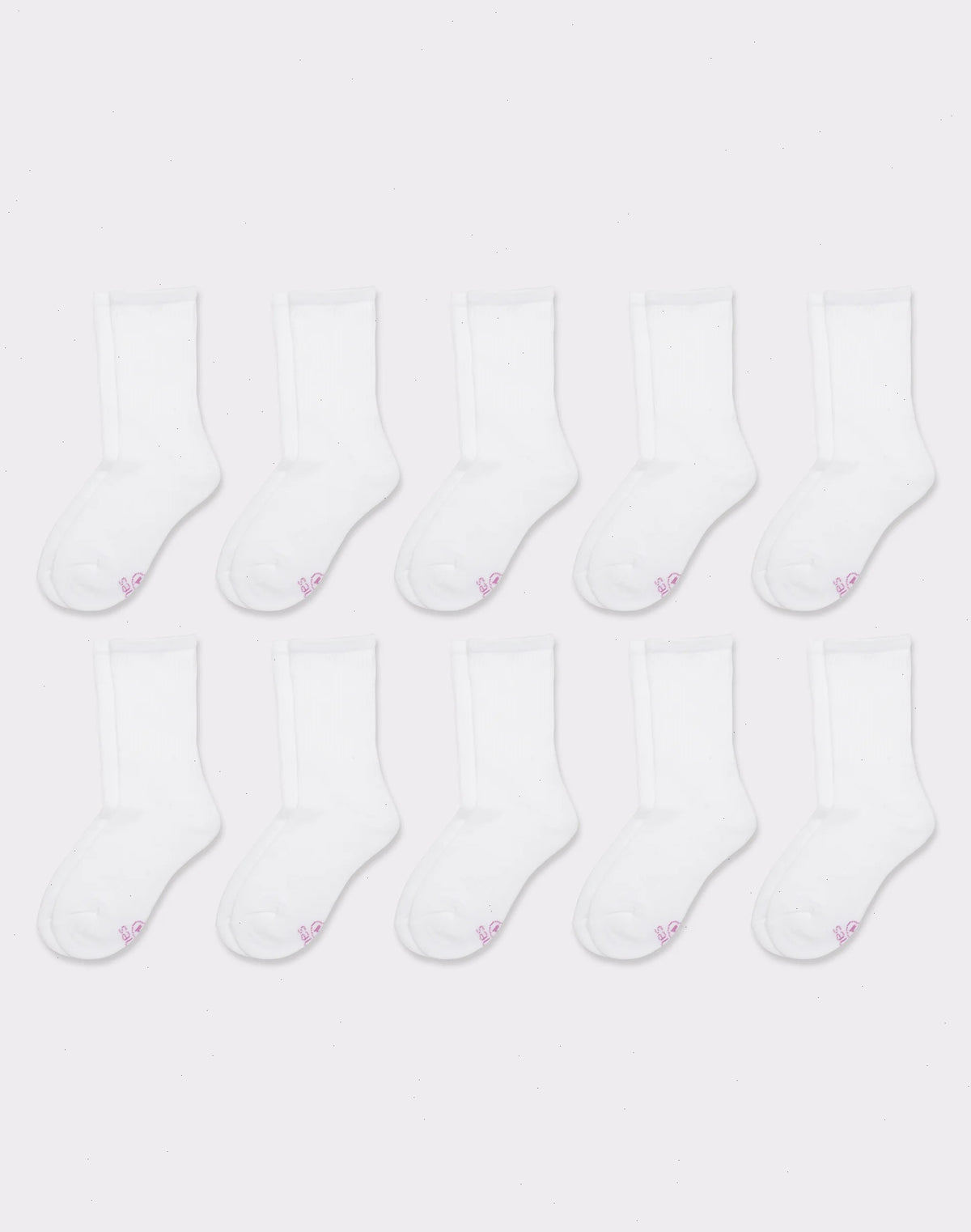 Hanes Girls' Uniform Crew Socks, White, 10-Pairs