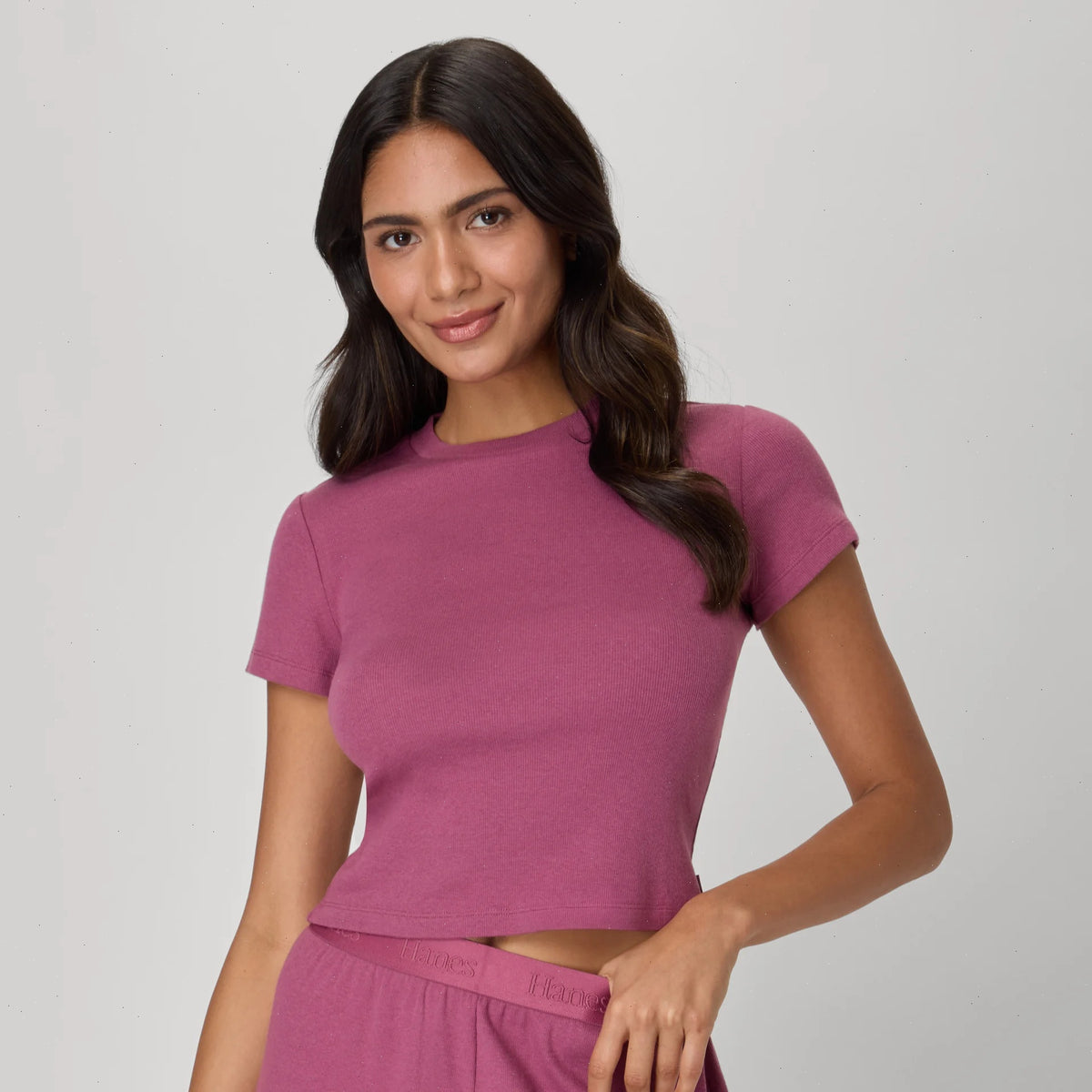 Hanes Originals Women's Supersoft Comfywear Rib Baby Doll Tee