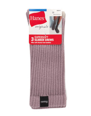 Hanes Originals Men&rsquo;s Crew Socks Pack, 3 Pairs, SuperSoft Slouch
