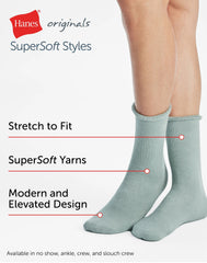 Hanes Originals Men&rsquo;s Crew Socks Pack, 3-Pairs, SuperSoft
