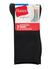 Hanes Originals Men&rsquo;s Crew Socks Pack, 3-Pairs, SuperSoft