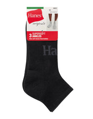 Hanes Originals Men&rsquo;s SuperSoft Ankle Socks, 3-Pairs