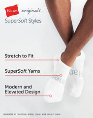 Hanes Originals Men&rsquo;s SuperSoft No Show Socks, 3-Pairs