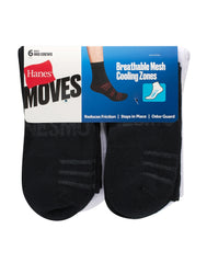 Hanes Moves Breathable Mesh Men&rsquo;s Mid-Crew Socks, Shoe Sizes 6-12, 6-Pairs