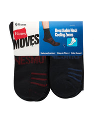 Hanes Moves Breathable Mesh Men&rsquo;s Mid-Crew Socks, Shoe Sizes 6-12, 6-Pairs