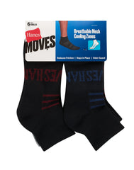 Hanes Moves Breathable Mesh Men&rsquo;s Ankle Socks, Shoe Sizes 6-12, 6-Pairs