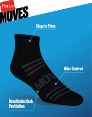 Hanes Moves Breathable Mesh Men&rsquo;s Ankle Socks, Shoe Sizes 6-12, 6-Pairs
