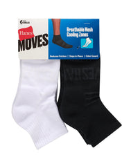 Hanes Moves Breathable Mesh Men&rsquo;s Ankle Socks, Shoe Sizes 6-12, 6-Pairs