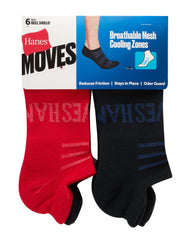 Hanes Moves Breathable Mesh Men&rsquo;s Heel Shield Socks, Shoe Sizes 6-12, 6-Pairs