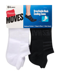 Hanes Moves Breathable Mesh Men&rsquo;s Heel Shield Socks, Shoe Sizes 6-12, 6-Pairs
