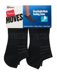 Hanes Moves Breathable Mesh Men&rsquo;s No Show Socks, Shoe Sizes 6-12, 6-Pairs