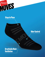 Hanes Moves Breathable Mesh Men&rsquo;s No Show Socks, Shoe Sizes 6-12, 6-Pairs