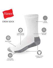 Hanes Men's Big &amp; Tall Work Crew Socks, 6-Pairs