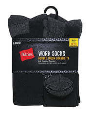 Hanes Double Tough Men's Work Crew Socks, Shoe Sizes 12-14, 6-Pairs