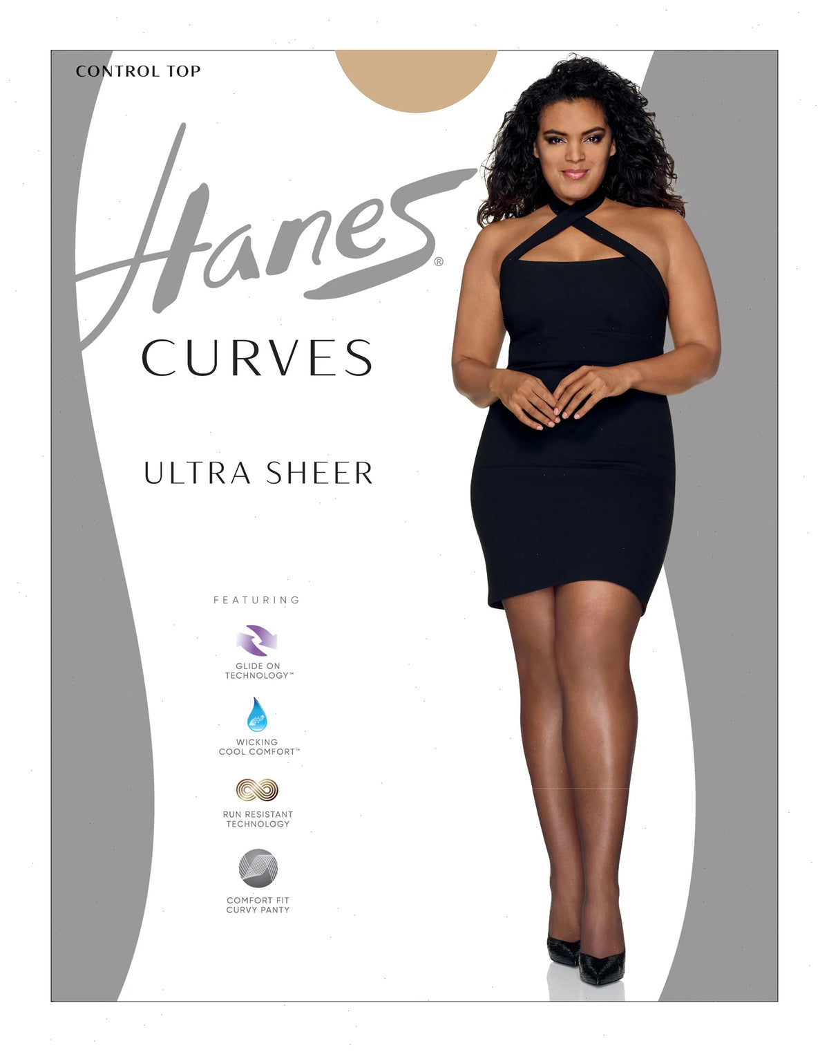 Hanes Curves Women's Ultra Sheer Pantyhose with Control Top