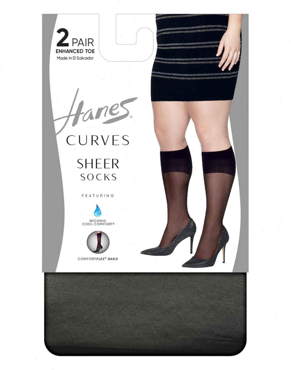 Hanes Curves Women's Sheer Socks, 2-Pairs
