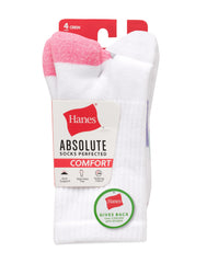 Hanes Absolute Comfort Women's Crew Socks, 4-Pairs