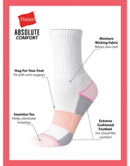 Hanes Absolute Comfort Women's Crew Socks, 4-Pairs