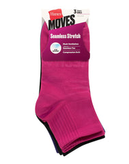 Hanes Moves Women&rsquo;s Seamless Stretch Ankle Socks, 3 Pairs