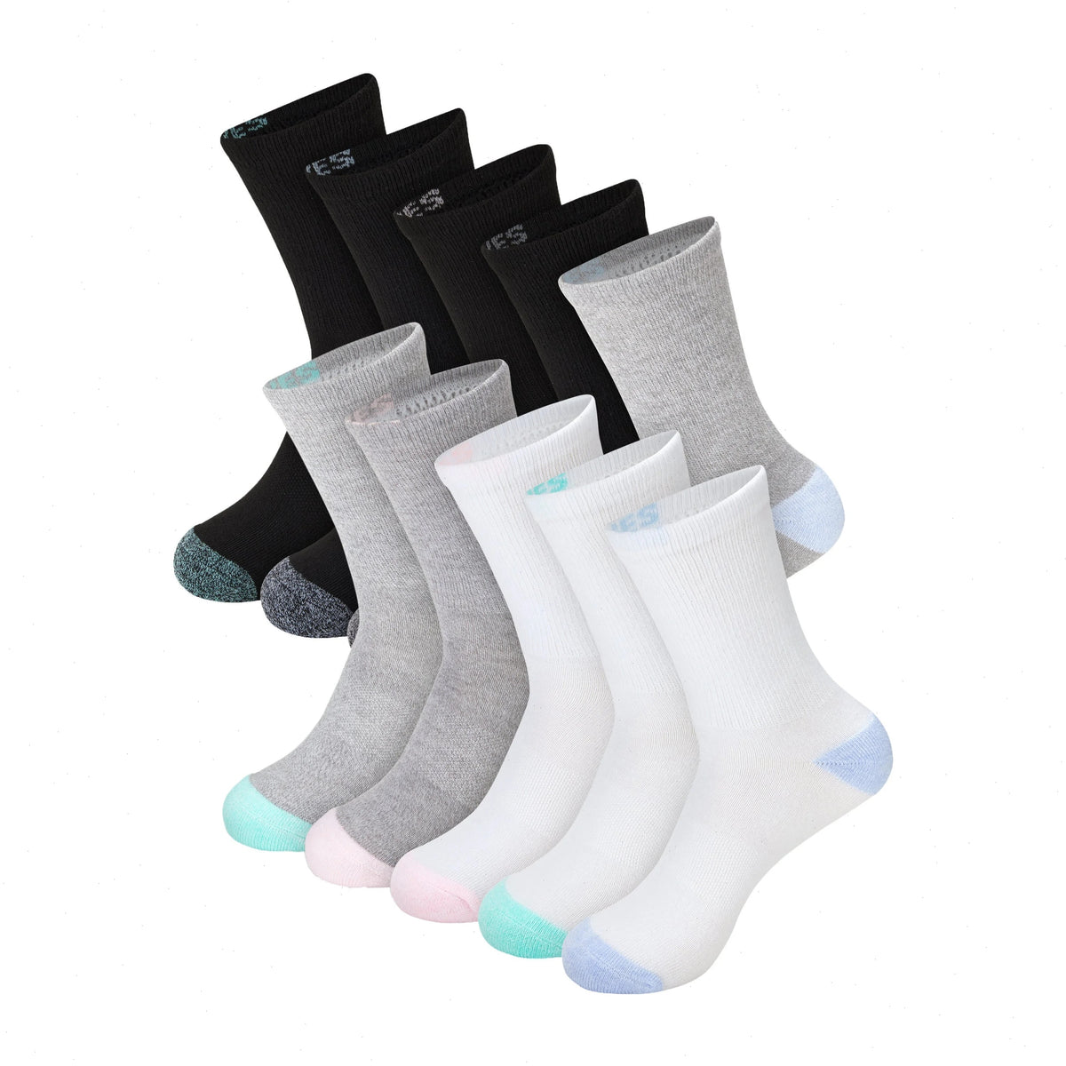 Hanes Moves X-Temp Women's Crew Socks, 10-Pairs, Shoe Sizes 8-12