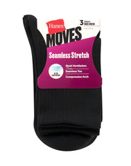 Hanes Moves Women&rsquo;s Seamless Stretch Mid Crew Socks, 3 Pairs