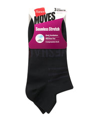 Hanes Moves Women's Seamless Stretch No Show Tab Socks, 3-Pairs