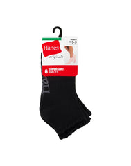 Hanes Originals Women&rsquo;s SuperSoft  Ankle Socks, 6-Pairs