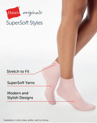Hanes Originals Women&rsquo;s SuperSoft  Ankle Socks, 6-Pairs