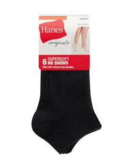 Hanes Originals Women&rsquo;s SuperSoft No Show Socks, 6-Pairs