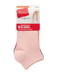 Hanes Originals Women&rsquo;s SuperSoft No Show Socks, 6-Pairs