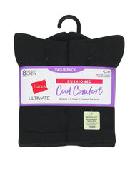 Hanes Ultimate Women's Crew Socks Pack, Cushioned, 8-Pairs