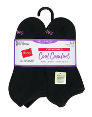 Hanes Ultimate Women's No Show Socks Pack, Cushioned, 8-Pairs