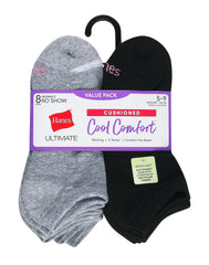 Hanes Ultimate Women's No Show Socks Pack, Cushioned, 8-Pairs