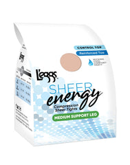 L'eggs Sheer Energy Medium Support Compression Tights, Reinforced Toe