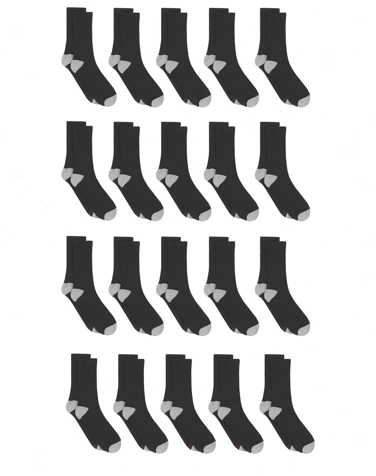 Hanes Men&rsquo;s Cushioned Crew Socks Pack, 20 Pairs, Lightweight, Moisture Wicking