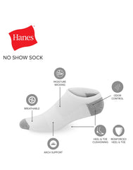 Hanes X-Temp Men's Lightweight No Show Socks, Shoe Sizes 6-12, 12-Pairs