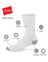 Hanes X-Temp Men's Lightweight Crew Socks, Shoe Sizes 6-12, 12-Pairs
