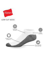 Hanes Double Tough Men's Low Cut Socks, Max Cushion, Shoe Sizes 12-14, 6-Pairs