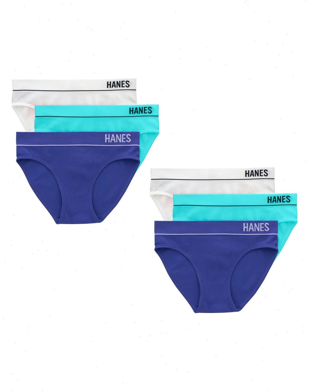 Hanes Originals Women's Seamless Rib Bikini Underwear, Assorted, 6-Pack