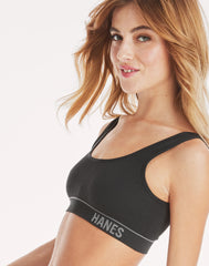 Hanes Originals Women's Seamless Rib Scoop Crop Bralette, ComfortFlex Fit