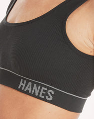 Hanes Originals Women's Seamless Rib Scoop Crop Bralette, ComfortFlex Fit